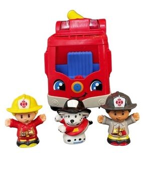 Fisher-Price Little People Fire Truck Music Lights Sounds & 3 Figures